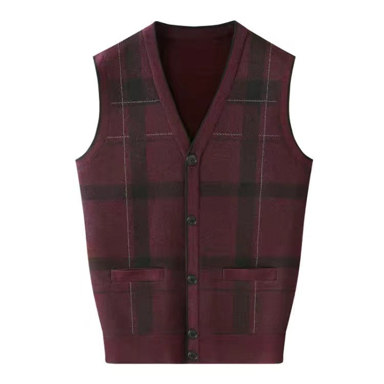 Middle-aged And Elderly Men's Jacquard Vest
