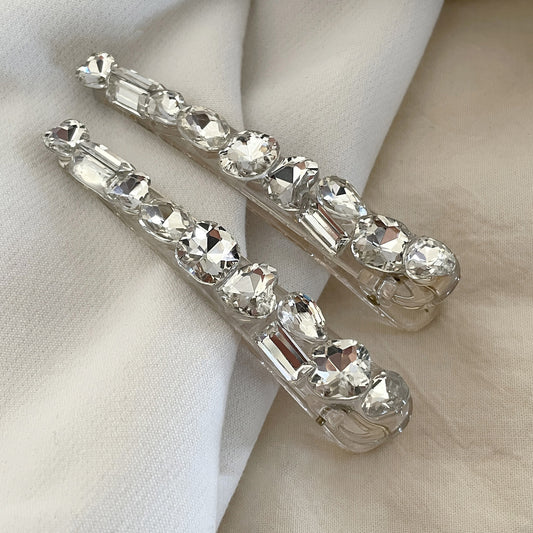 Full Diamond Acrylic Barrettes Women's Light Luxury Rhinestone High-grade Sense Duckbill Clip Back Head