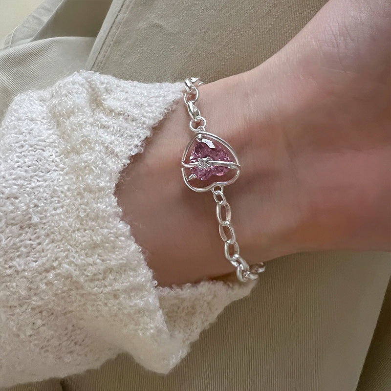 Women's Fashion Simplicity Rhinestone Hollow Heart Clavicle Chain