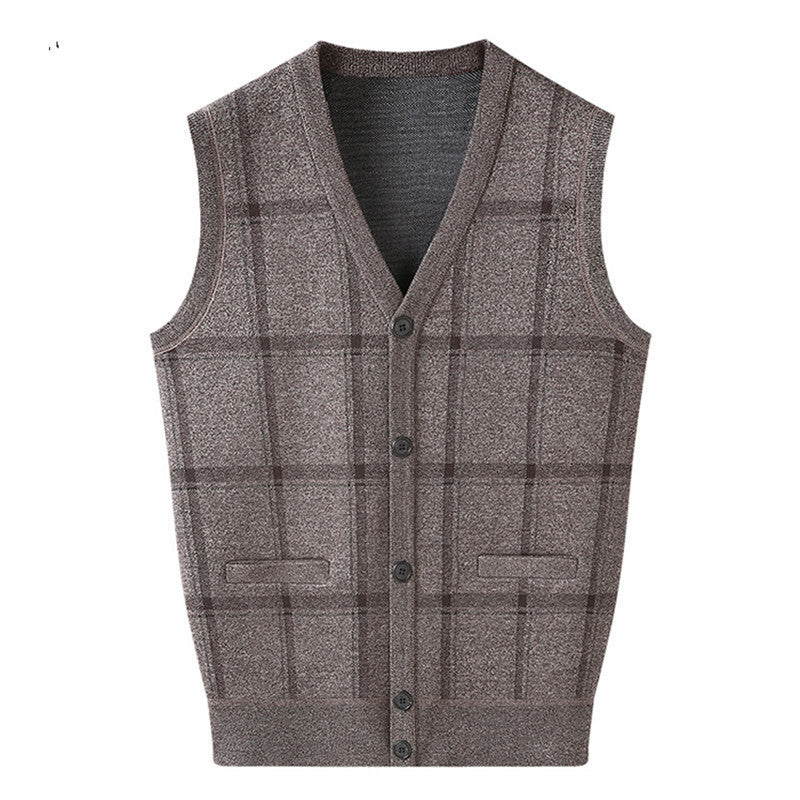Middle-aged And Elderly Men's Jacquard Vest