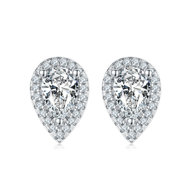 925 Silver Clavicle Chain Earrings Love Heart Suit