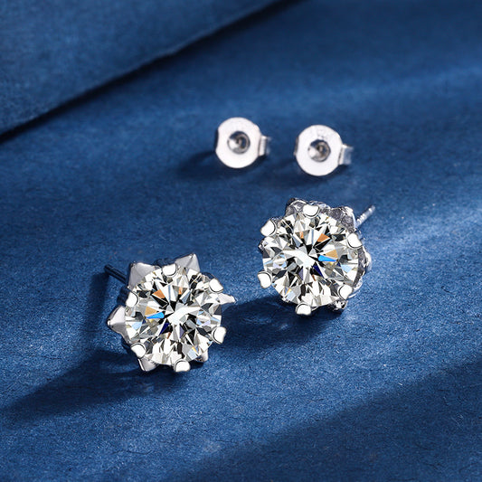 Snowflake Three-piece Simulation Moissanite Ring Necklace And Earring Suit