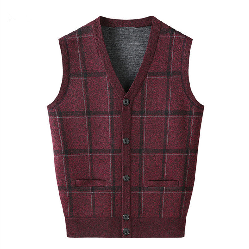 Middle-aged And Elderly Men's Jacquard Vest