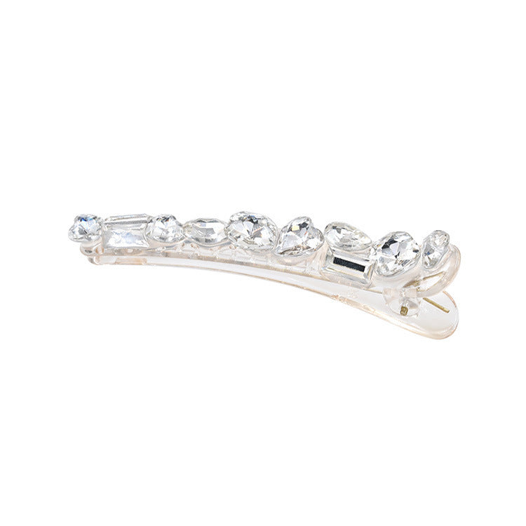 Full Diamond Acrylic Barrettes Women's Light Luxury Rhinestone High-grade Sense Duckbill Clip Back Head