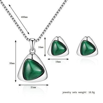 Geometric Triangle Cat-eye Necklace And Earrings Suite