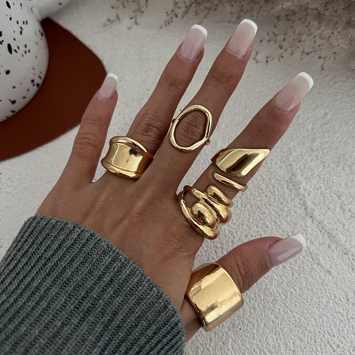 Ins Cold Wind Irregular Geometric Open Ring