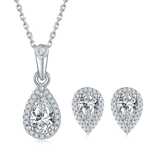 925 Silver Clavicle Chain Earrings Love Heart Suit