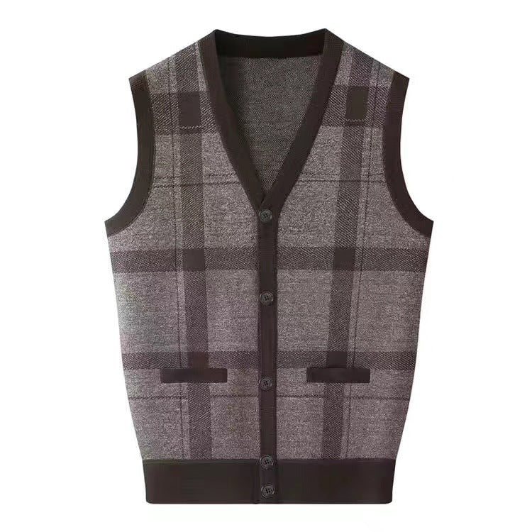 Middle-aged And Elderly Men's Jacquard Vest