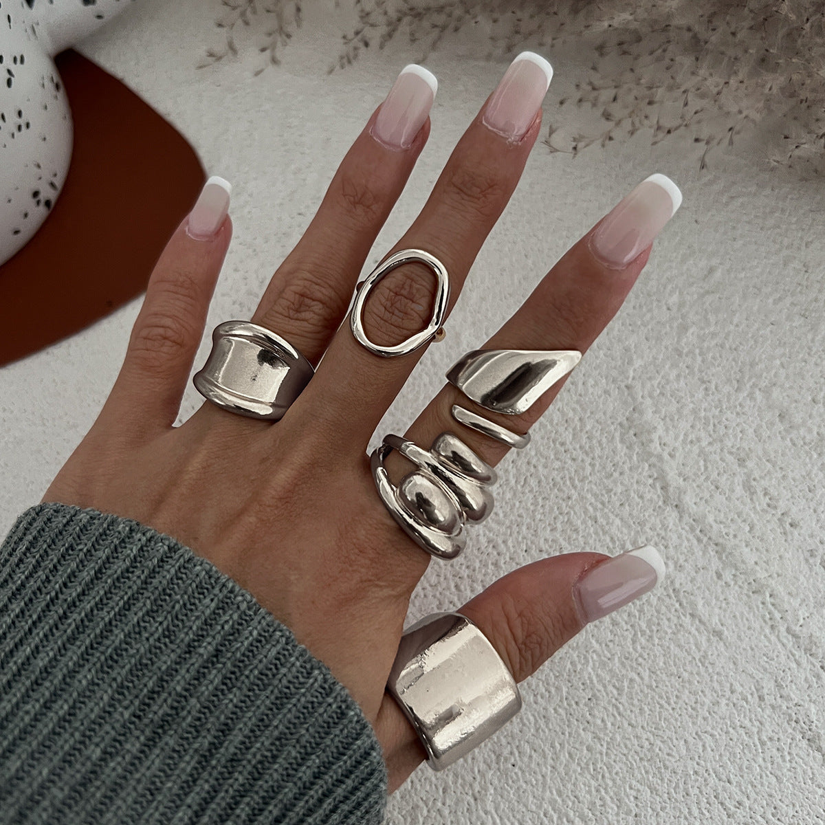 Ins Cold Wind Irregular Geometric Open Ring