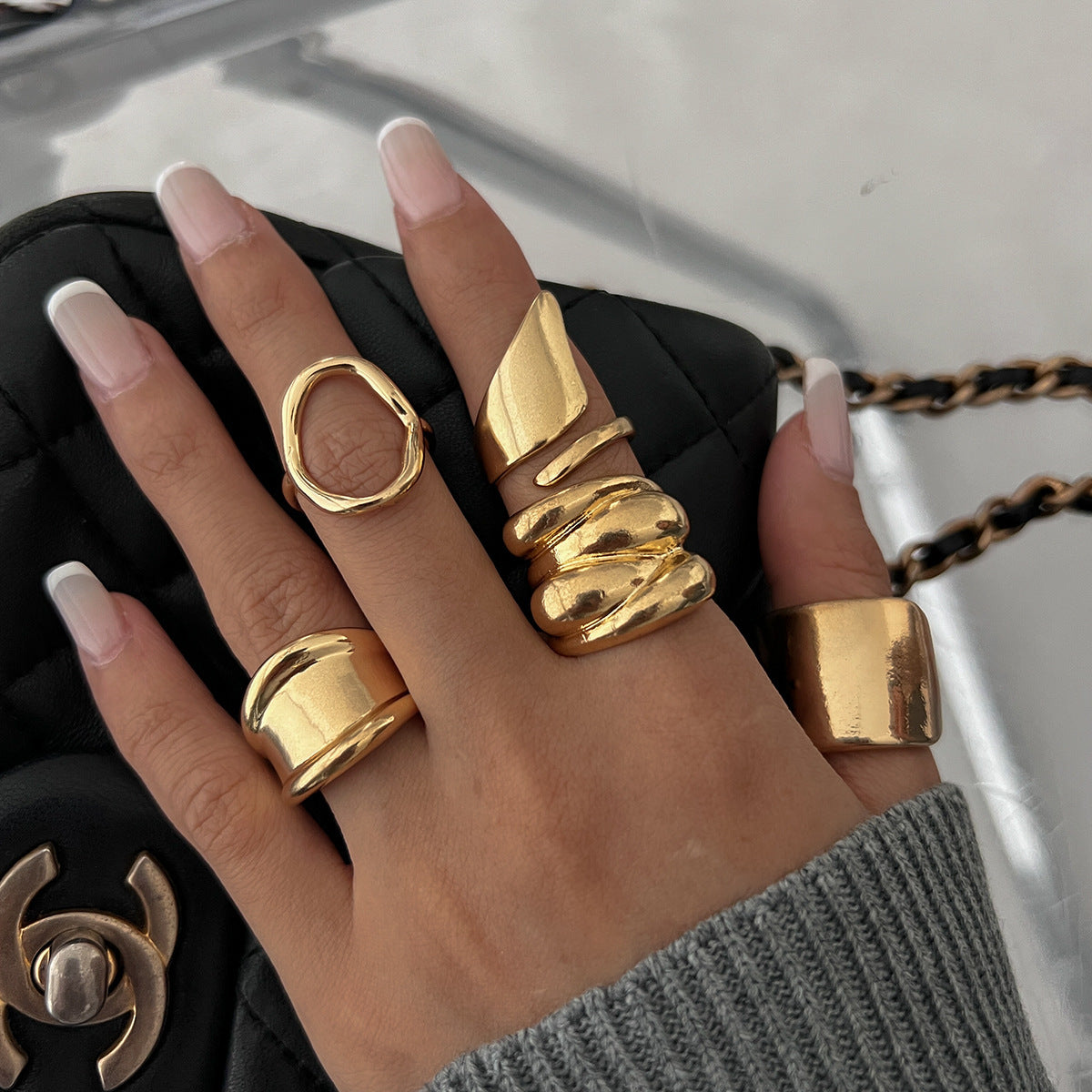 Ins Cold Wind Irregular Geometric Open Ring