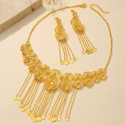 Bridal Necklace Earrings Hollow Carved Jewelry