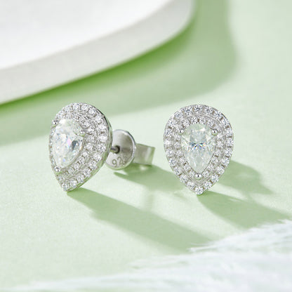 Moissanite Water Drop Pear-shaped S925 Sterling Silver Jewelry Suit