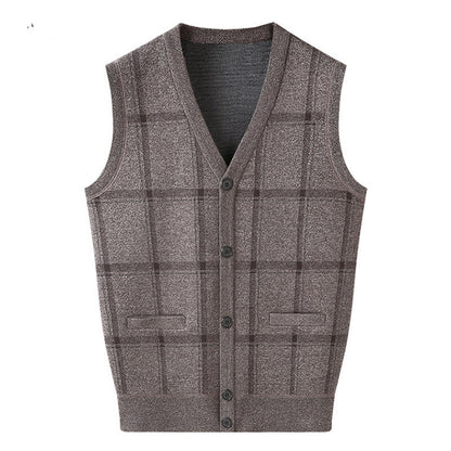 Middle-aged And Elderly Men's Jacquard Vest