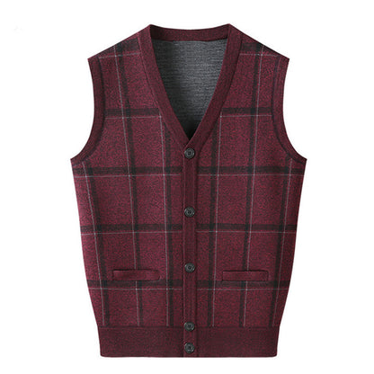 Middle-aged And Elderly Men's Jacquard Vest