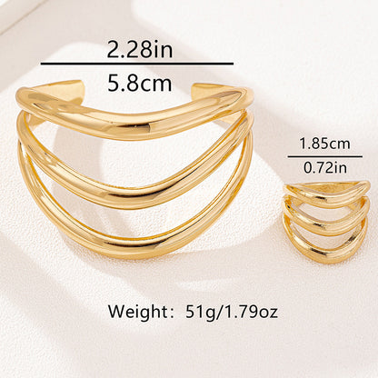 Personalized Retro Women's Ring Bracelet Ornament Suit